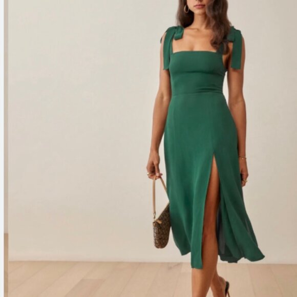 REFORMATION TWILIGHT DRESS - EMERALD GREEN - Picture 6 of 6